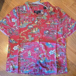 Hawaiian Time Women's Classic Camp Shirt Vintage Red